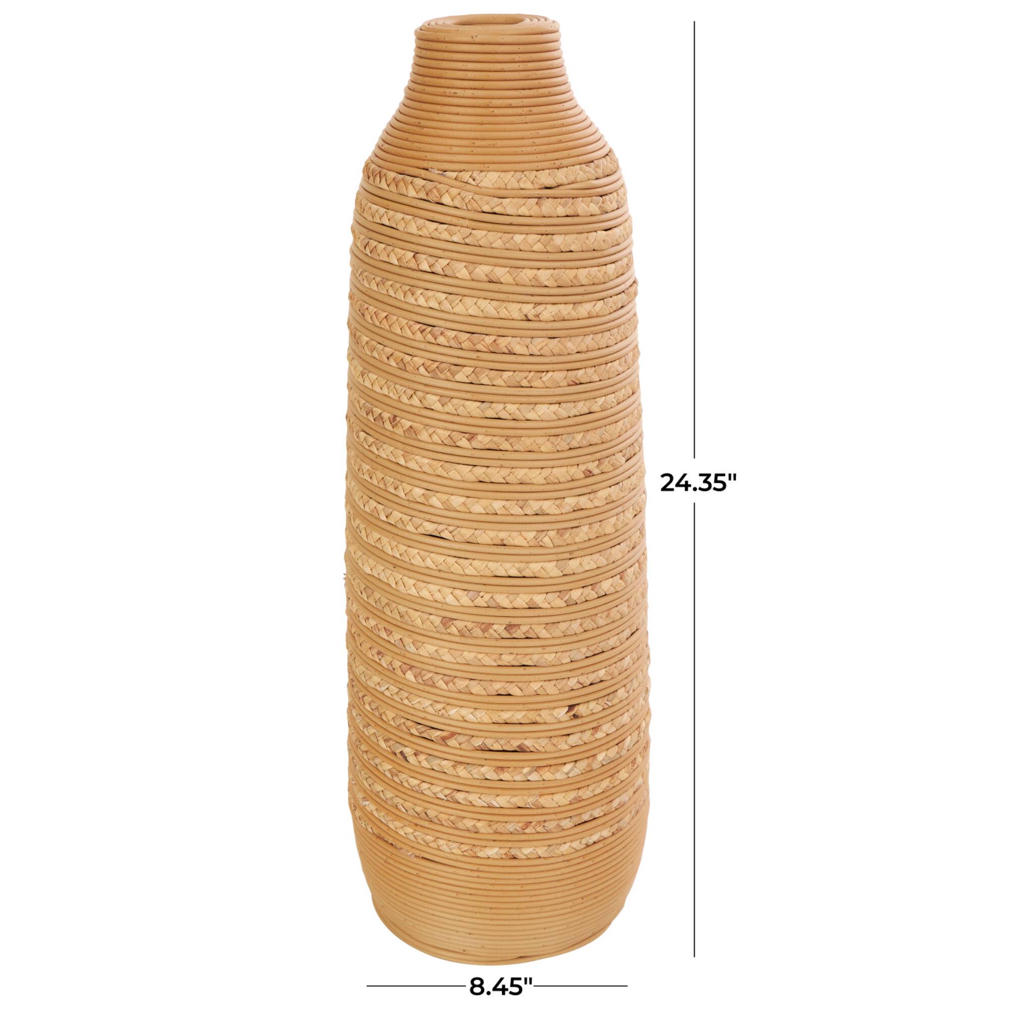 24" Light Brown Seagrass Handmade Vase